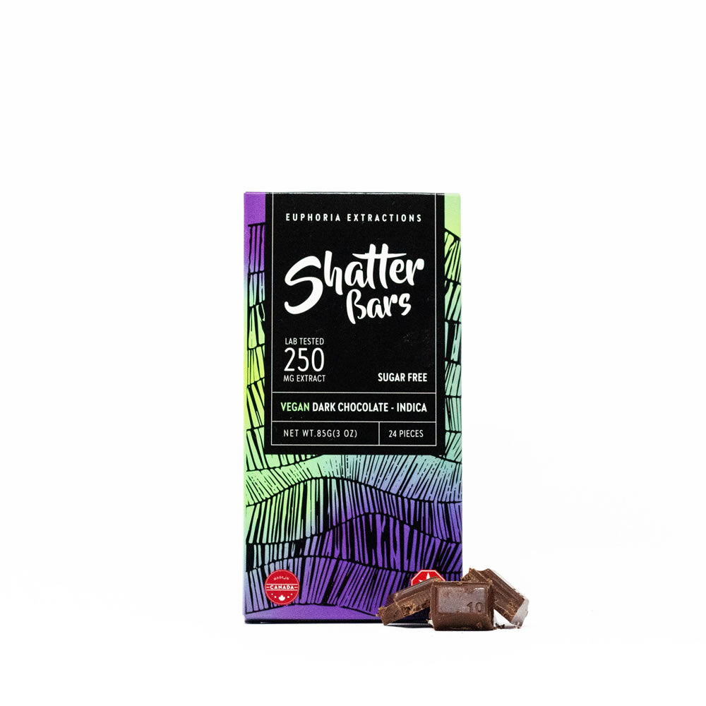 EUPHORIA EXTRACTIONS THC VEGAN SUGAR FREE DARK CHOCOLATE SHATTER BARS | 250MG-1200 EDIBLES